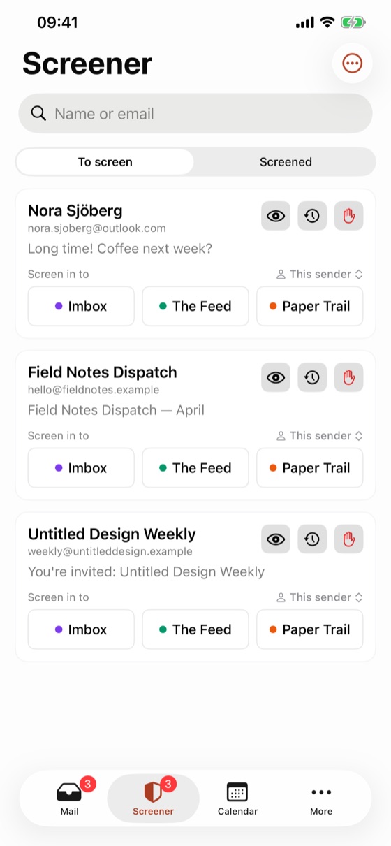 The Screener on iPhone.