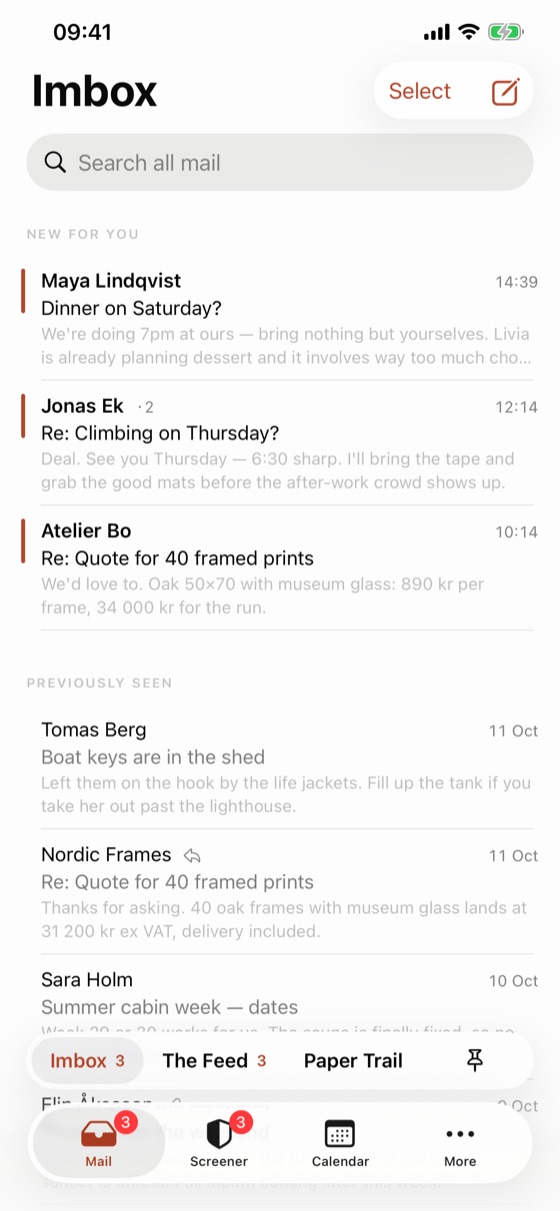 The Imbox on iPhone.