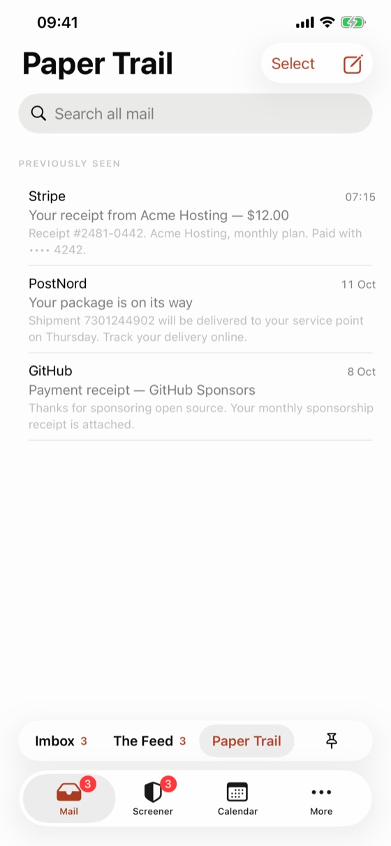 Paper Trail on iPhone.