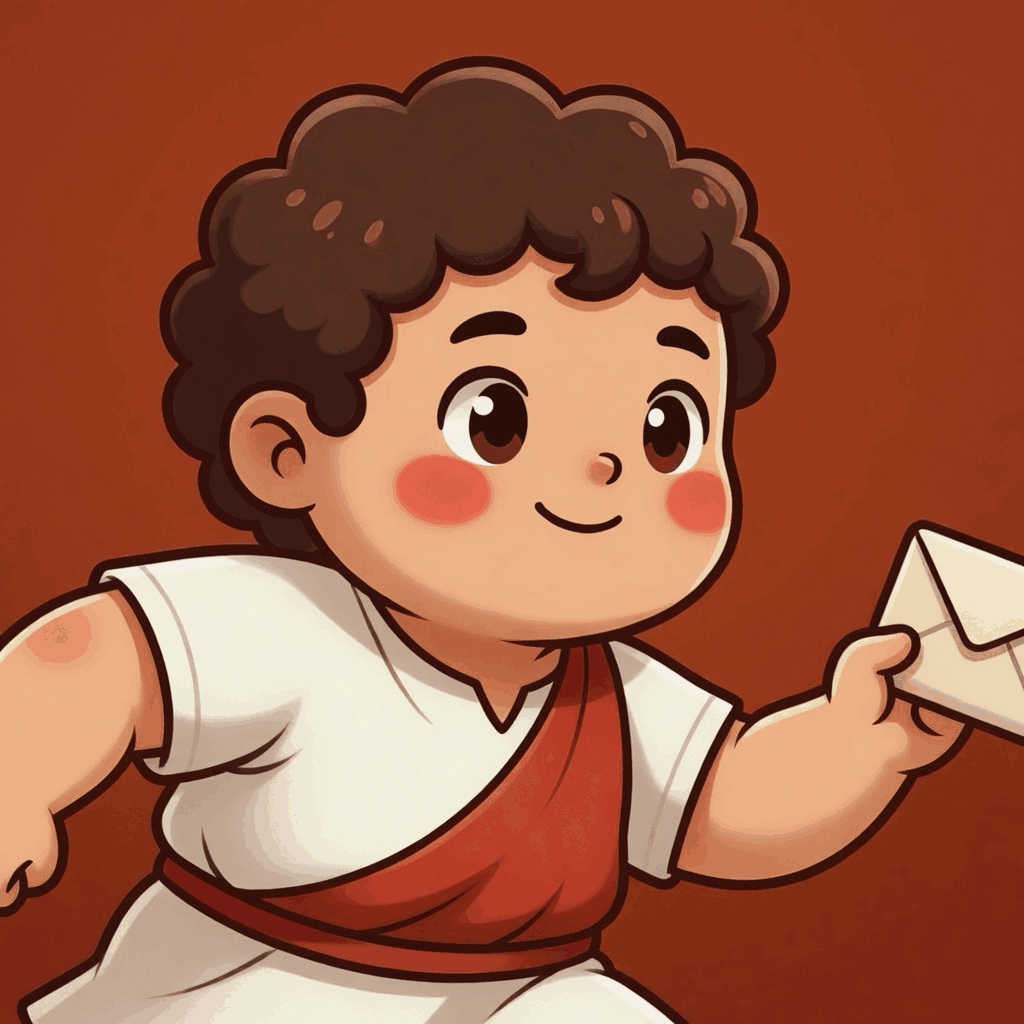 The Kurir app icon, the messenger with a letter on terracotta.